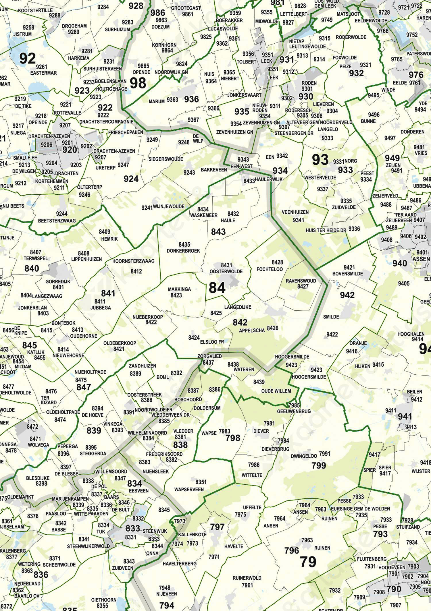 2 3 En 4 Cijferige Postcodekaart Nederland 844 Kaarten En Atlassennl 9088